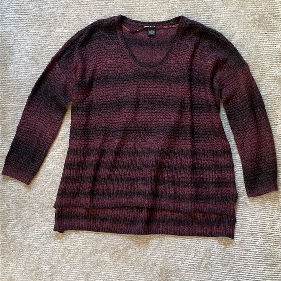 DKNY Jeans Scoopneck Striped Purple Red Black Flowy Oversized Sweater Size L - Picture 8 of 9